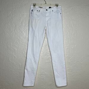 AG Adriano Goldschmied Women's Prima Mid Rise Cigarette Jeans White Stretch 28